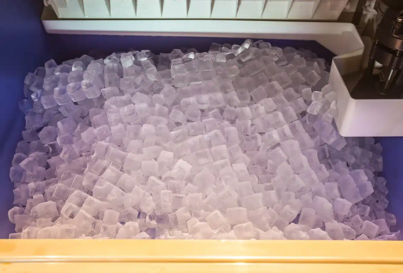 commercial flake ice maker in a seafood display with flake ice
